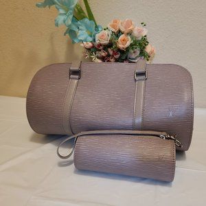 Rare LOUIS VUITTON GREY TAUPE EPI LEATHER PAPILLON 30 WITH MINI